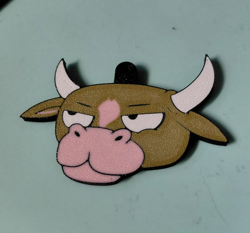 3D Printed Grumpy Cow Keychain – Durable PLA Bag Charm, Lightweight Novelty Key Ring for Backpacks & Purses, Funny Gift for Cow Lovers