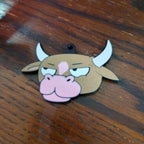 3D Printed Grumpy Cow Keychain – Durable PLA Bag Charm, Lightweight Novelty Key Ring for Backpacks & Purses, Funny Gift for Cow Lovers