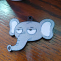 3D Printed Grumpy Elephant Keychain – Durable PLA Bag Charm, Lightweight Novelty Key Ring for Backpacks & Purses, Funny Gift for Elephant Lovers