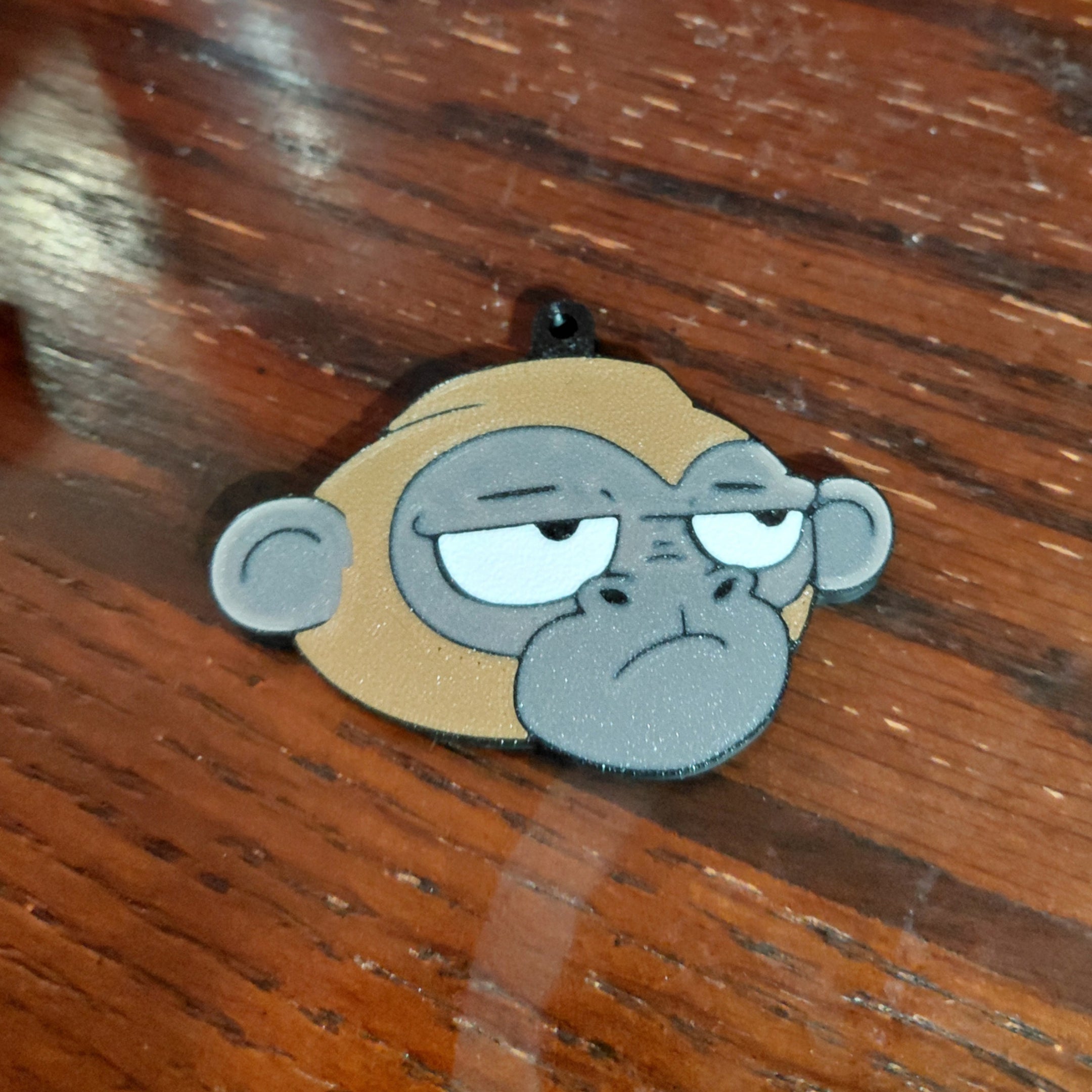 3D Printed Grumpy Monkey Keychain – Durable PLA Bag Charm, Lightweight Novelty Key Ring for Backpacks & Purses, Funny Gift for Monkey Lovers