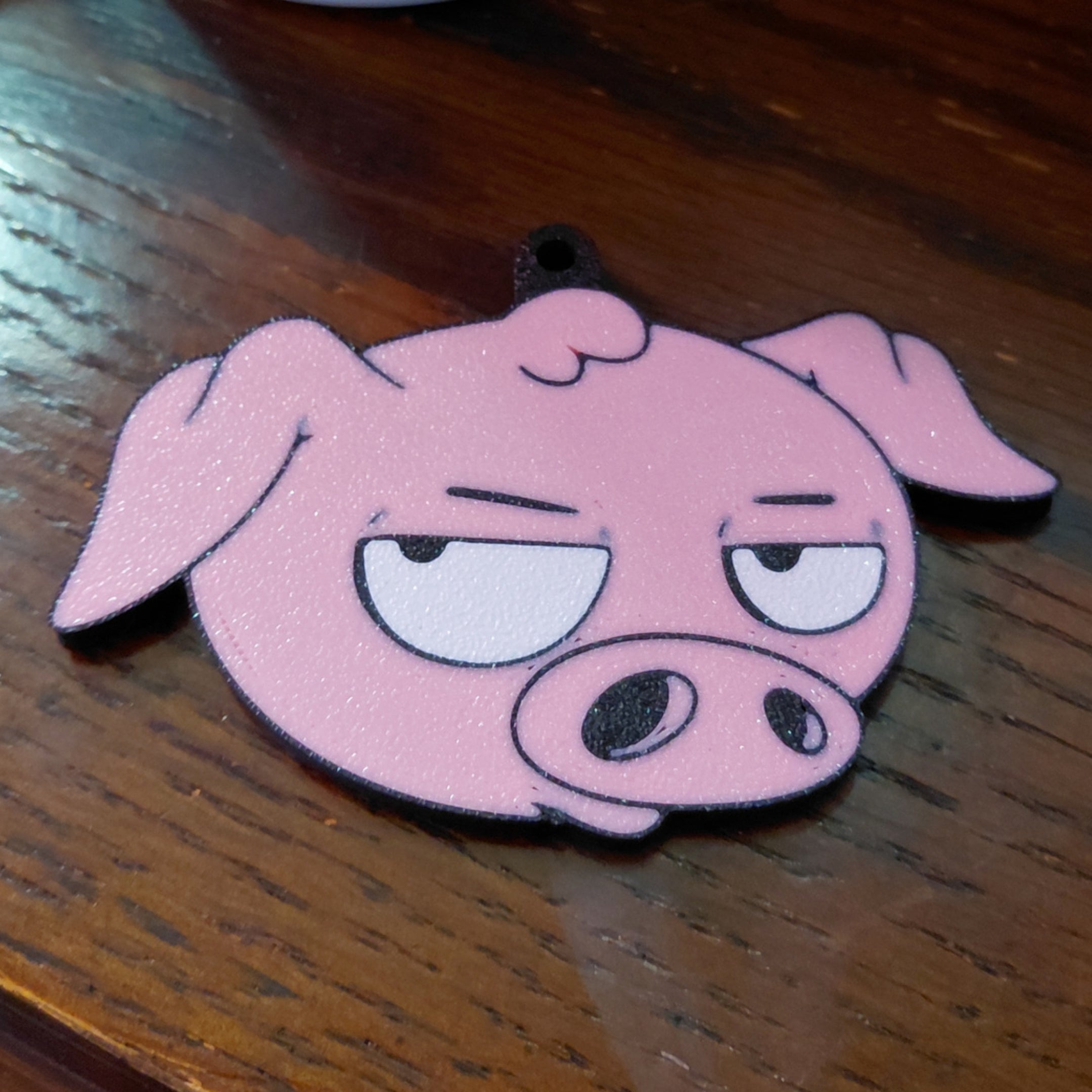 3D Printed Grumpy Pig Keychain – Durable PLA Bag Charm, Lightweight Novelty Key Ring for Backpacks & Purses, Funny Gift for Pig Lovers
