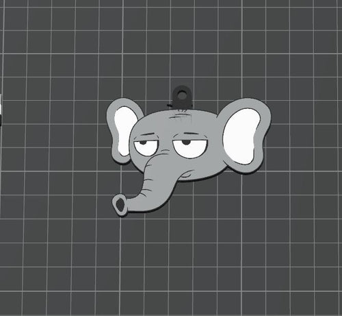3D Printed Grumpy Elephant Keychain – Durable PLA Bag Charm, Lightweight Novelty Key Ring for Backpacks & Purses, Funny Gift for Elephant Lovers
