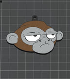 3D Printed Grumpy Monkey Keychain – Durable PLA Bag Charm, Lightweight Novelty Key Ring for Backpacks & Purses, Funny Gift for Monkey Lovers