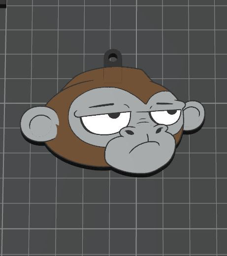 3D Printed Grumpy Monkey Keychain – Durable PLA Bag Charm, Lightweight Novelty Key Ring for Backpacks & Purses, Funny Gift for Monkey Lovers