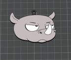 3D Printed Grumpy Rhino Keychain – Durable PLA Bag Charm, Lightweight Novelty Key Ring for Backpacks & Purses, Funny Gift for Rhino Lovers